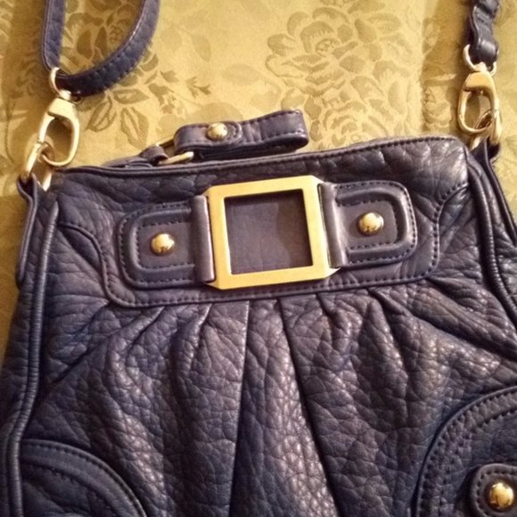 Black Rivet Royal Blue Medium Size Leather Crossbody Purse - Picture 7 of 7